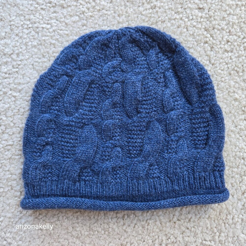 NWOT Cashmere Cable Knit Hat Nordstrom BLUE - Picture 1 of 7